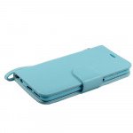 Wholesale iPhone 6 Plus 5.5 Folio Flip Leather Wallet Case with Strap (Blue)
